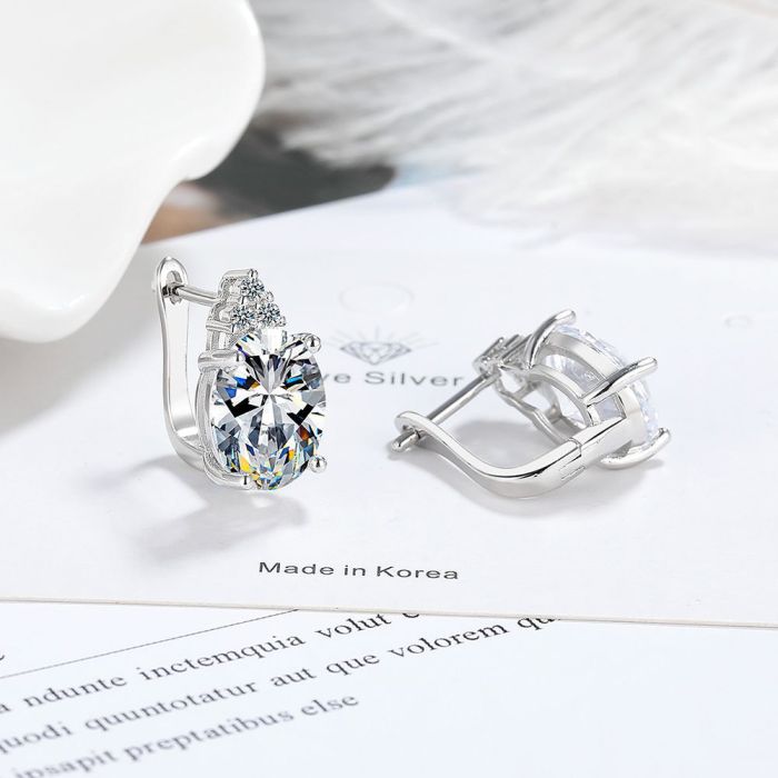 High-Grade Inlaid Egg-Shaped Zircon  Earrings