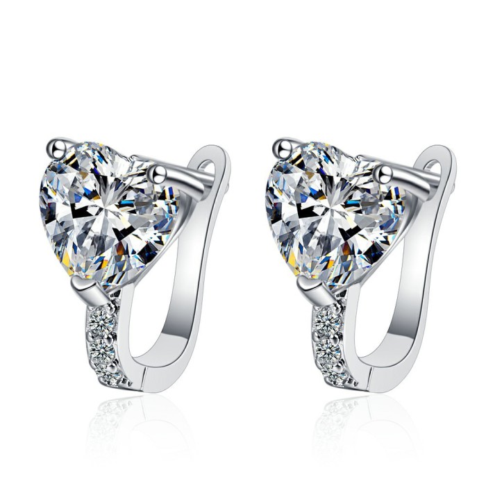 Love Heart Earrings Women's Korean-Style Rhinestone Zircon Earrings