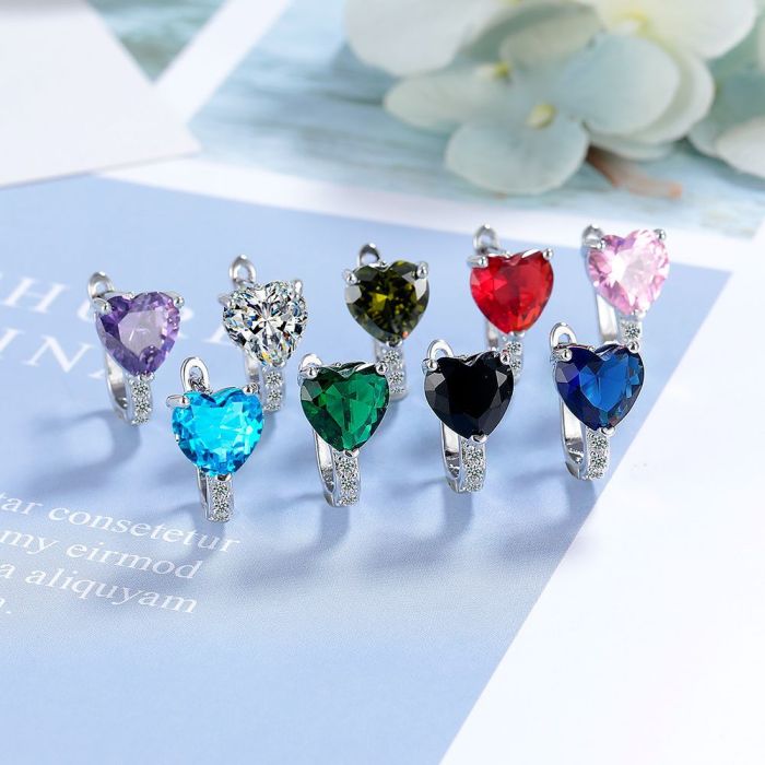 Love Heart Earrings Women's Korean-Style Rhinestone Zircon Earrings