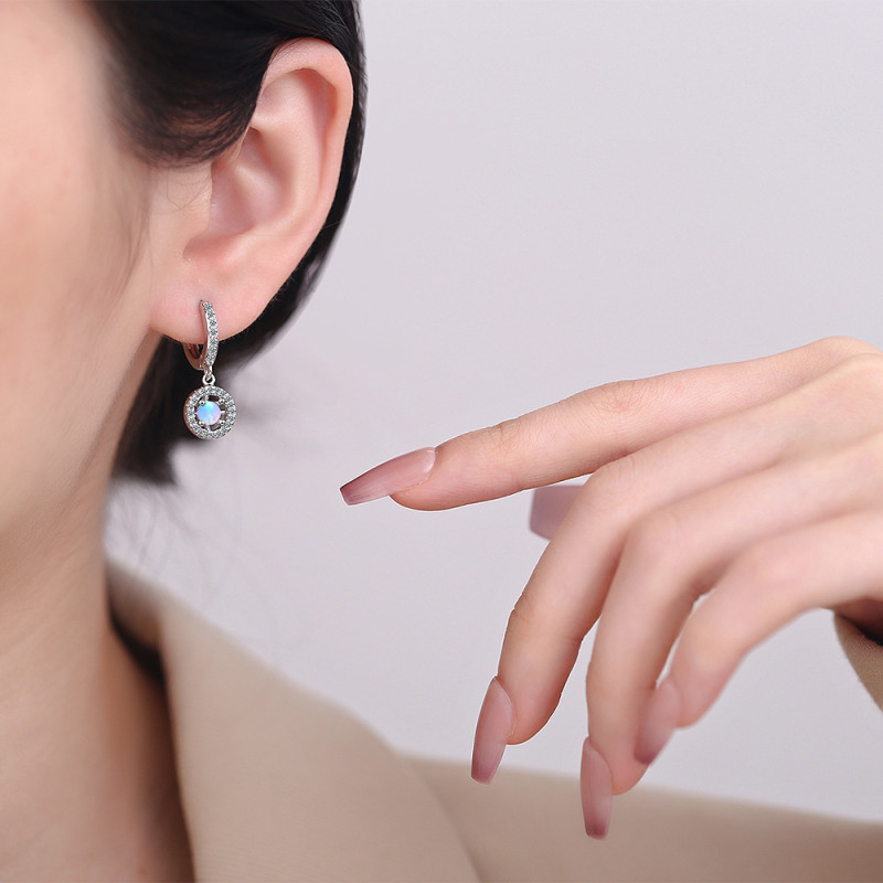 Opal Stud Earrings Inlaid Zircon Temperament Earrings