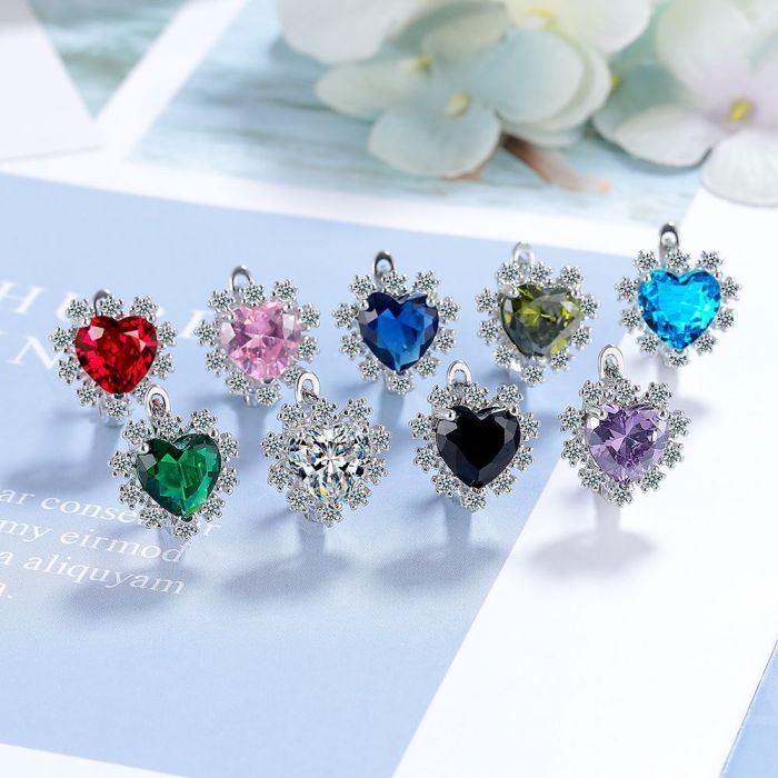 Heart-Shaped Zircon Jeweled Loving Heart Ear Clip Earring