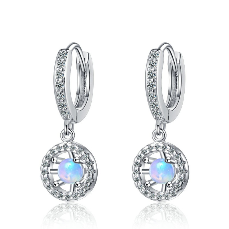 Opal Stud Earrings Inlaid Zircon Temperament Earrings