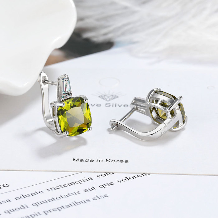 Inlaid Zirconium Rhinestone Earrings Big Main Stone Trend Zircon Earrings