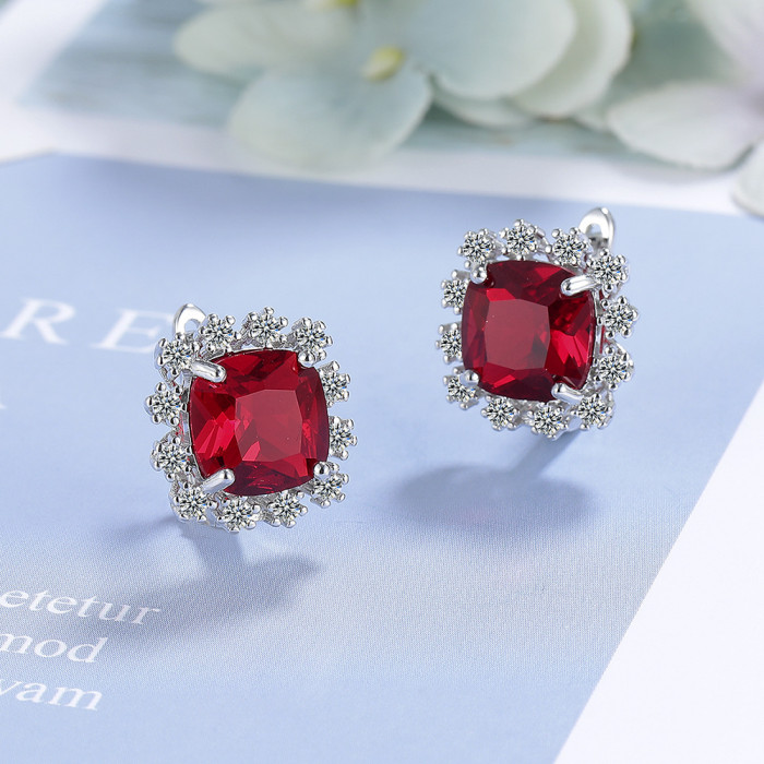 Elegant High-Grade Super Shiny Square Zircon Stud Earrings
