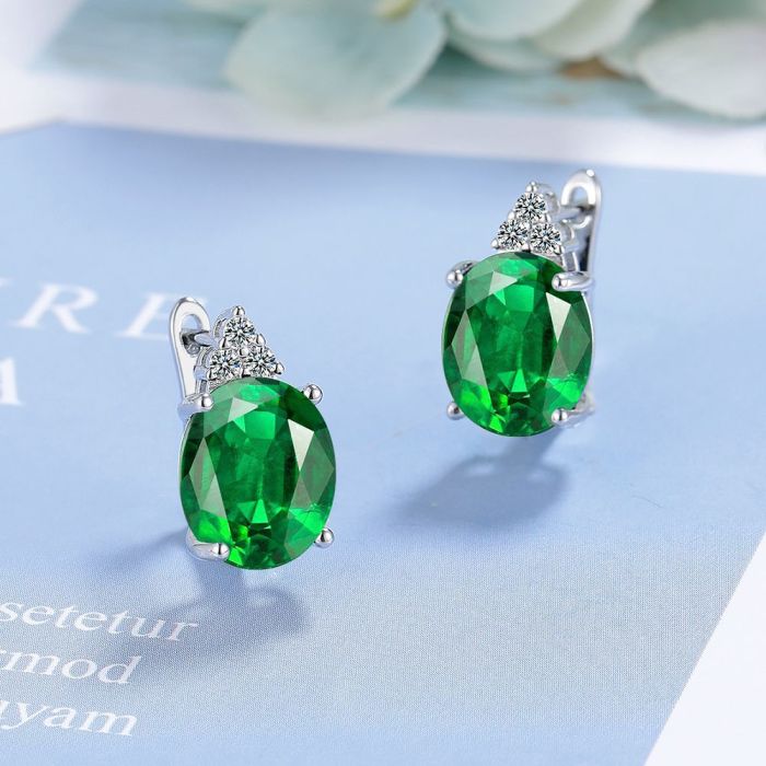 High-Grade Inlaid Egg-Shaped Zircon  Earrings