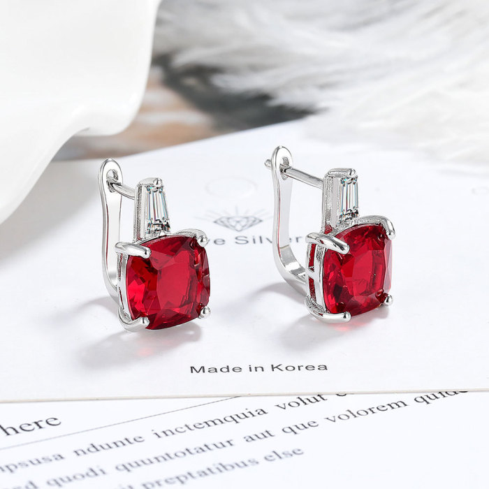 Inlaid Zirconium Rhinestone Earrings Big Main Stone Trend Zircon Earrings