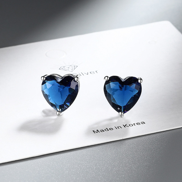 Heart-Shaped Stud Earrings Elegant Heart Zircon Stud Earrings