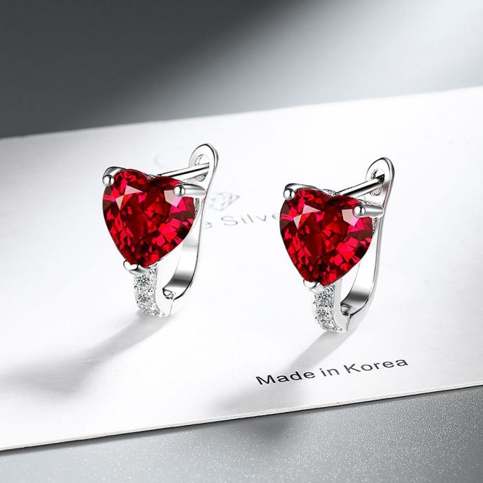 Love Heart Earrings Women's Korean-Style Rhinestone Zircon Earrings