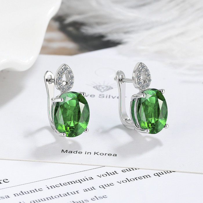 Shiny Zircon Egg-Shaped Earrings for Women