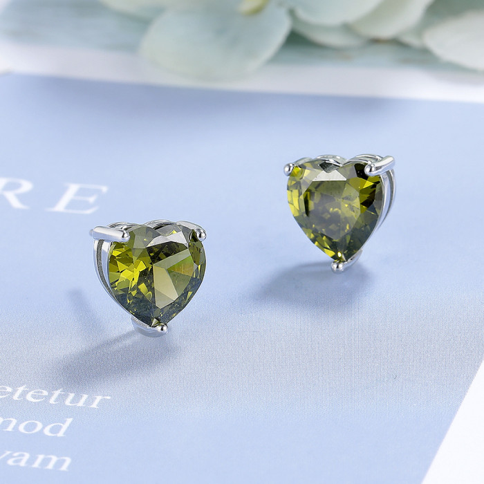 Heart-Shaped Stud Earrings Elegant Heart Zircon Stud Earrings