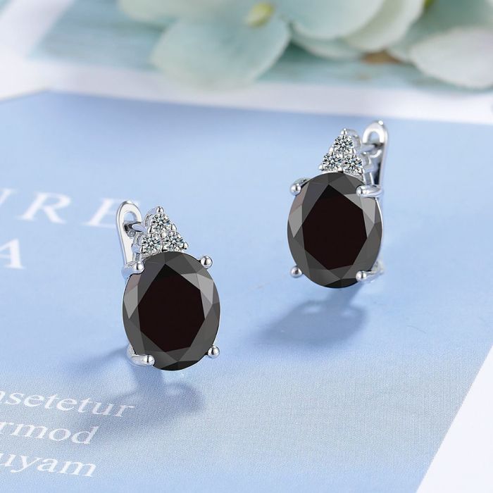 High-Grade Inlaid Egg-Shaped Zircon  Earrings