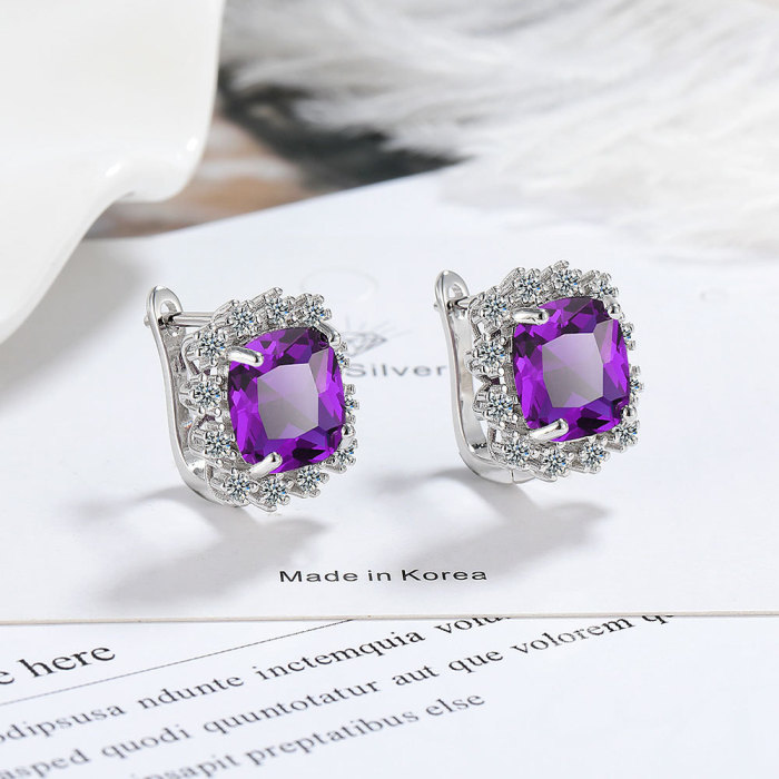 Elegant High-Grade Super Shiny Square Zircon Stud Earrings