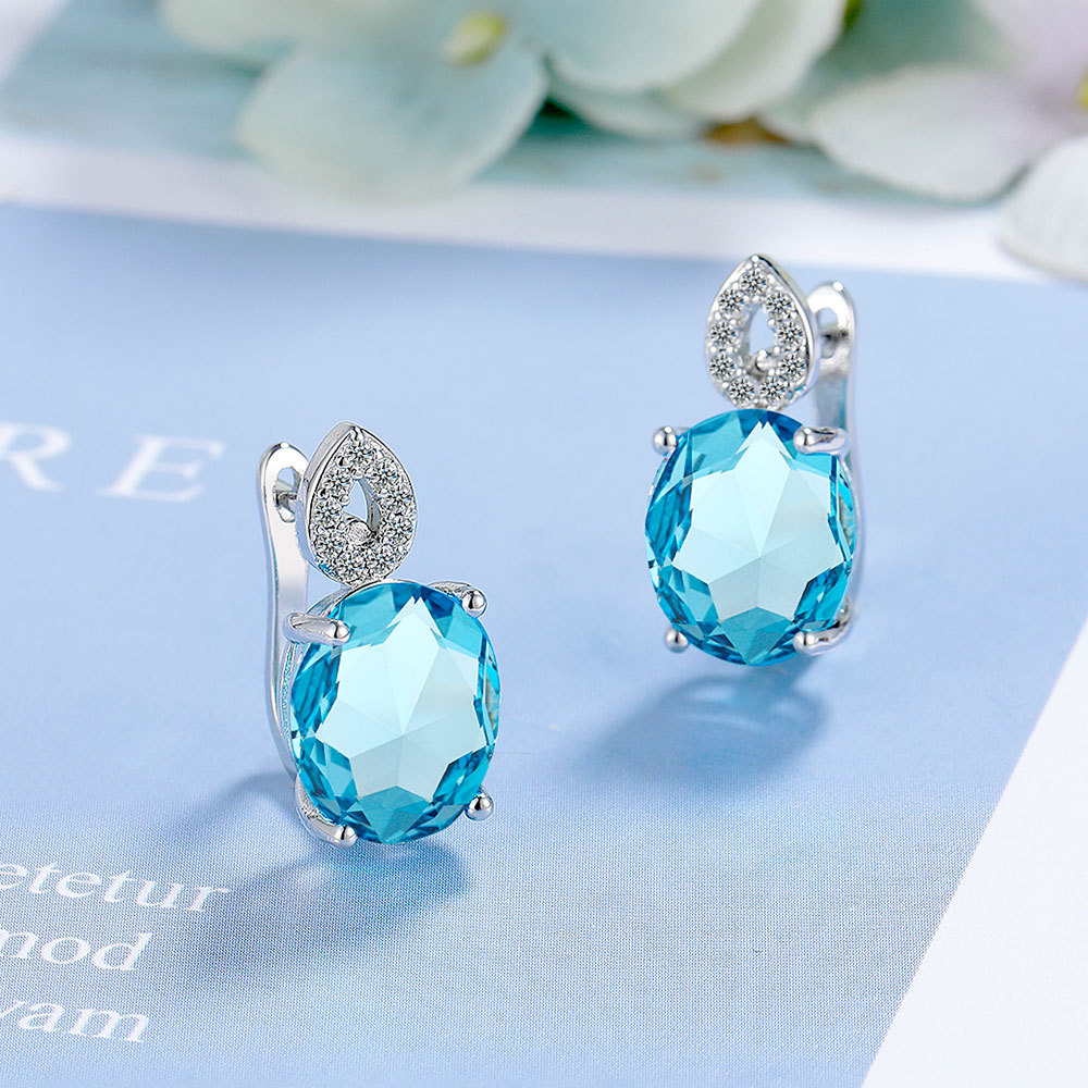Shiny Zircon Egg-Shaped Earrings for Women