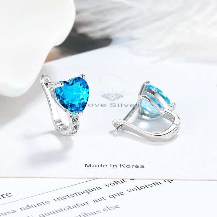 Love Heart Earrings Women's Korean-Style Rhinestone Zircon Earrings