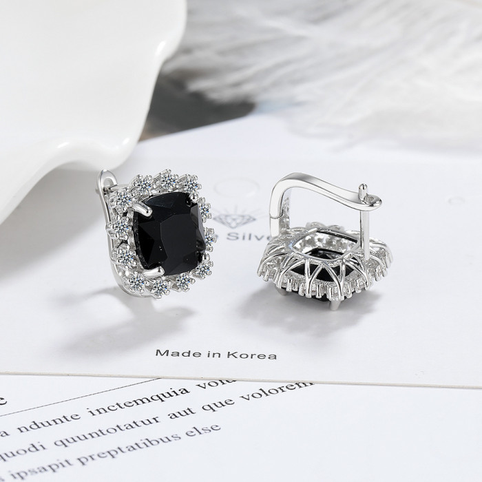 Elegant High-Grade Super Shiny Square Zircon Stud Earrings