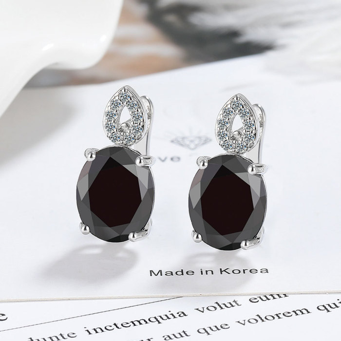 Shiny Zircon Egg-Shaped Earrings for Women