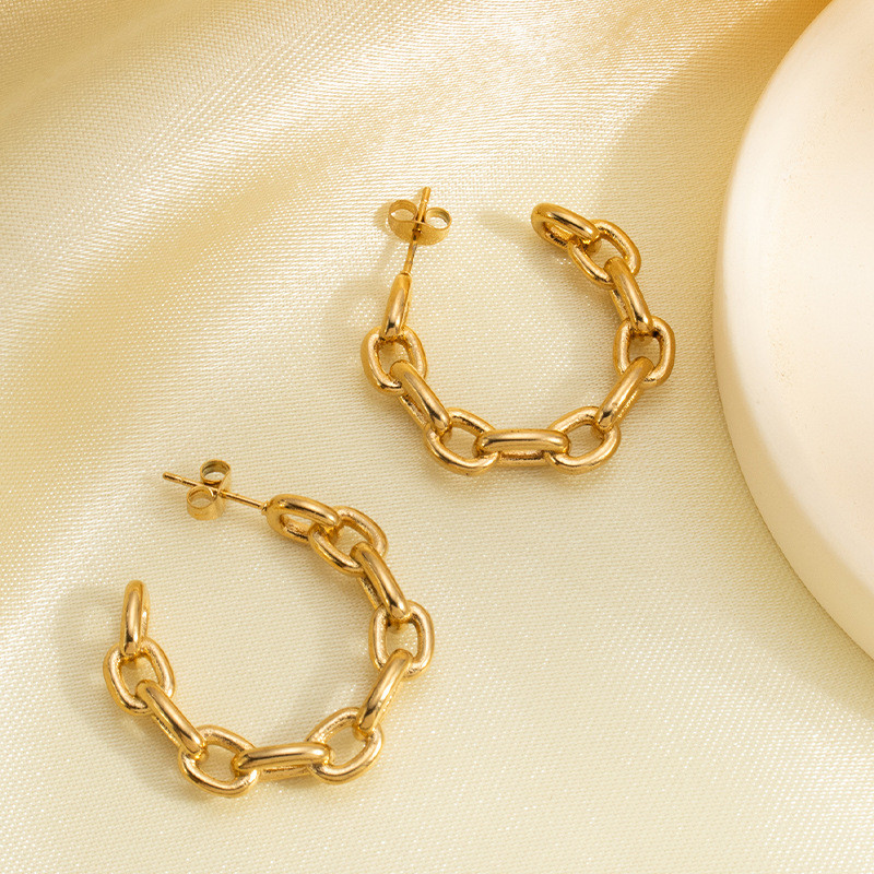 Women's Stainless Steel C- Shaped Earrings