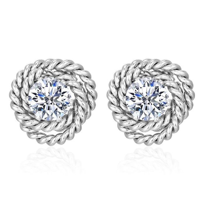 Stainless Steel Rose Zircon Stud Earrings