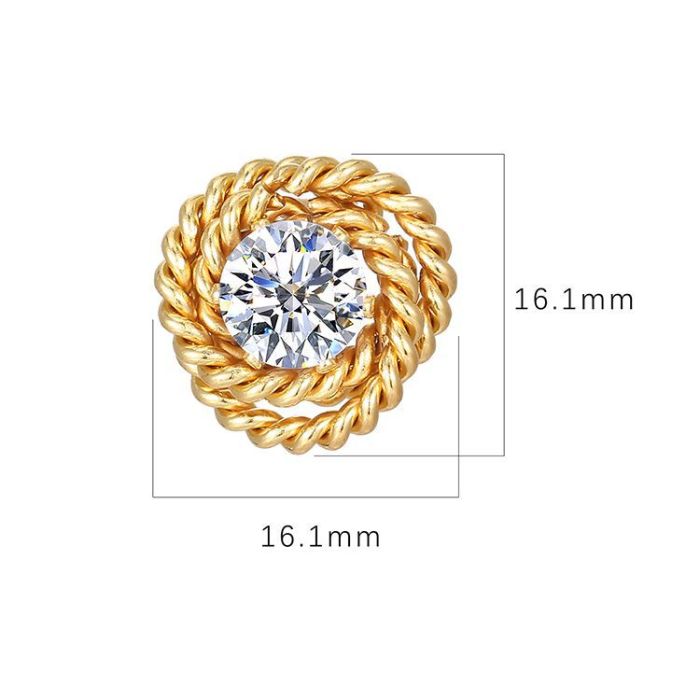 Stainless Steel Rose Zircon Stud Earrings