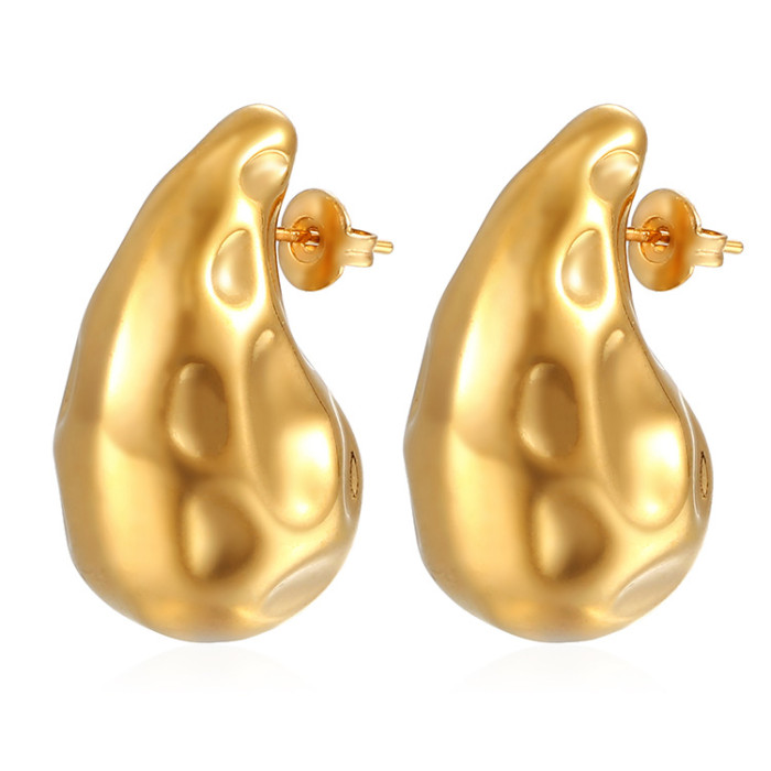 Stainless Steel Hollow Water Stud Earrings
