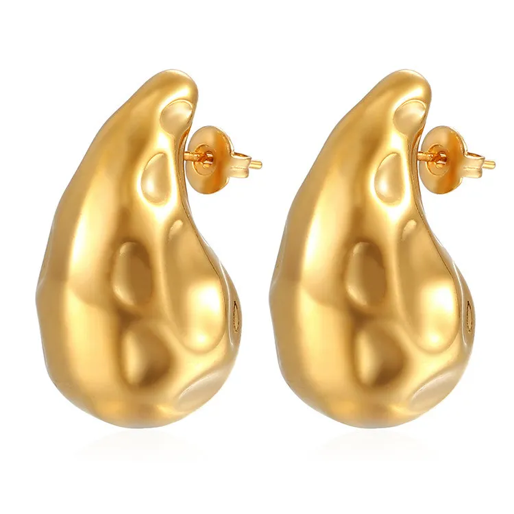 Stainless Steel Hollow Water Stud Earrings