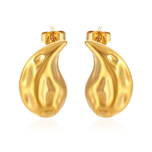 Water Drop Shape Hammered Stainless Steel Earrings