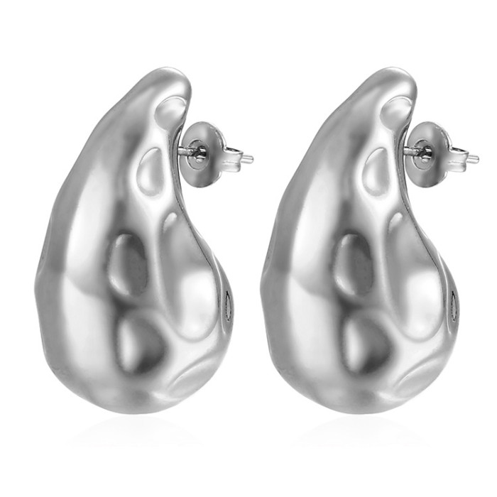 Stainless Steel Hollow Water Stud Earrings