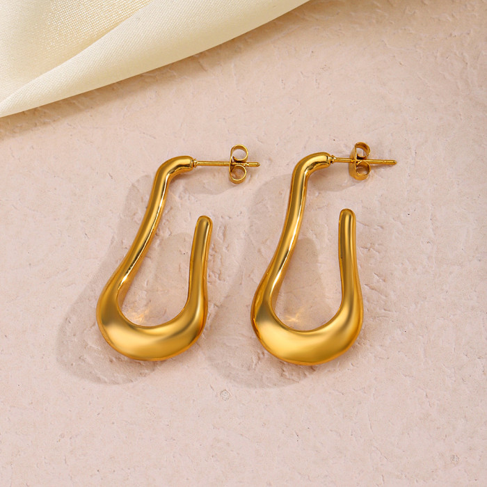 U-Shaped Design Stainless Steel Earrings Personality