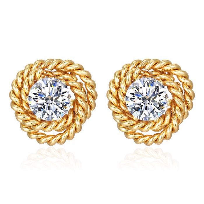 Stainless Steel Rose Zircon Stud Earrings