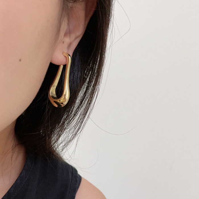 U-Shaped Design Stainless Steel Earrings Personality
