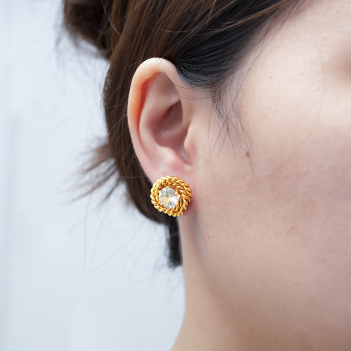 Stainless Steel Rose Zircon Stud Earrings