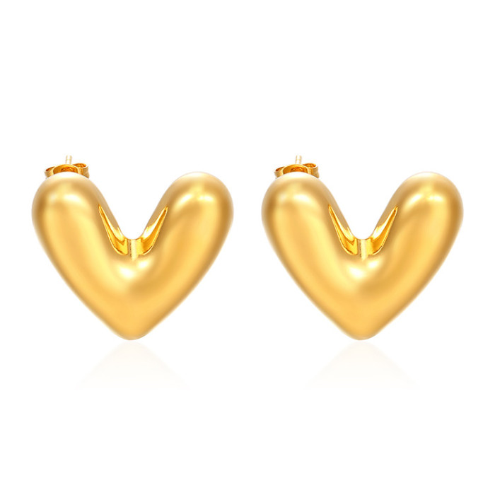 Heart Stainless Steel Hollow Earrings
