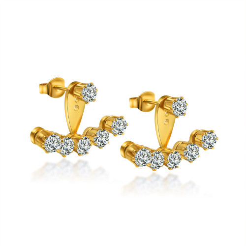 Stainless Steel round Claw Zircon Earrings