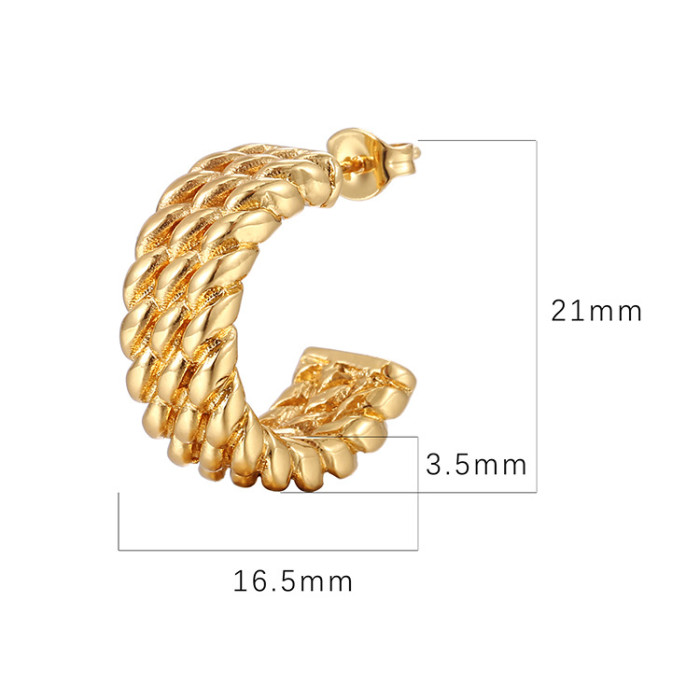 Stainless Steel Fashion C- Shaped Twist Earrings