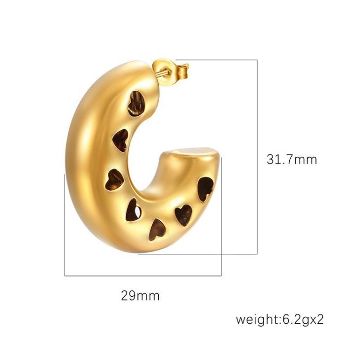 Hollow Heart-Shaped Glossy Stainless Steel Hollow Earrings