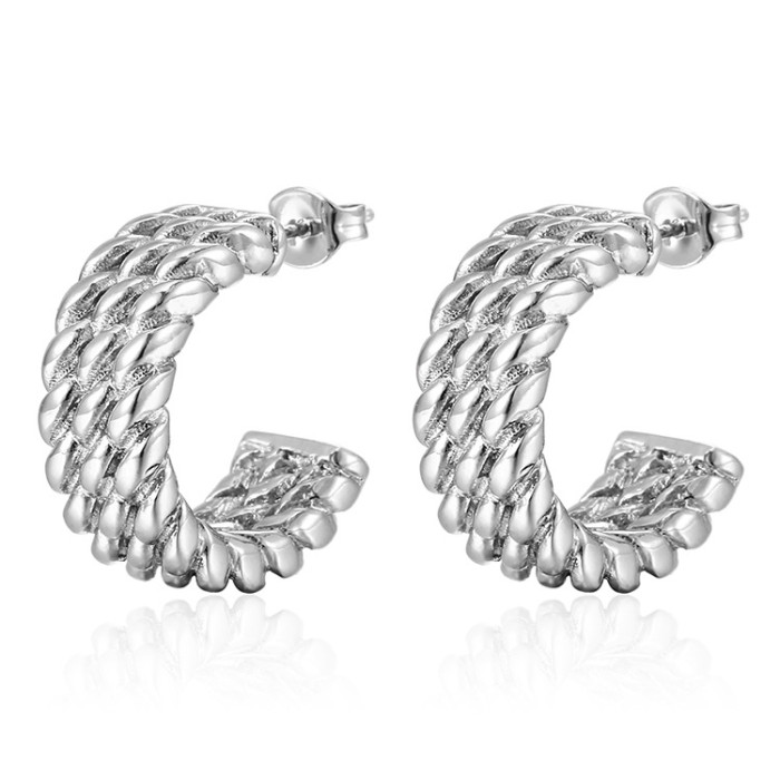 Stainless Steel Fashion C- Shaped Twist Earrings
