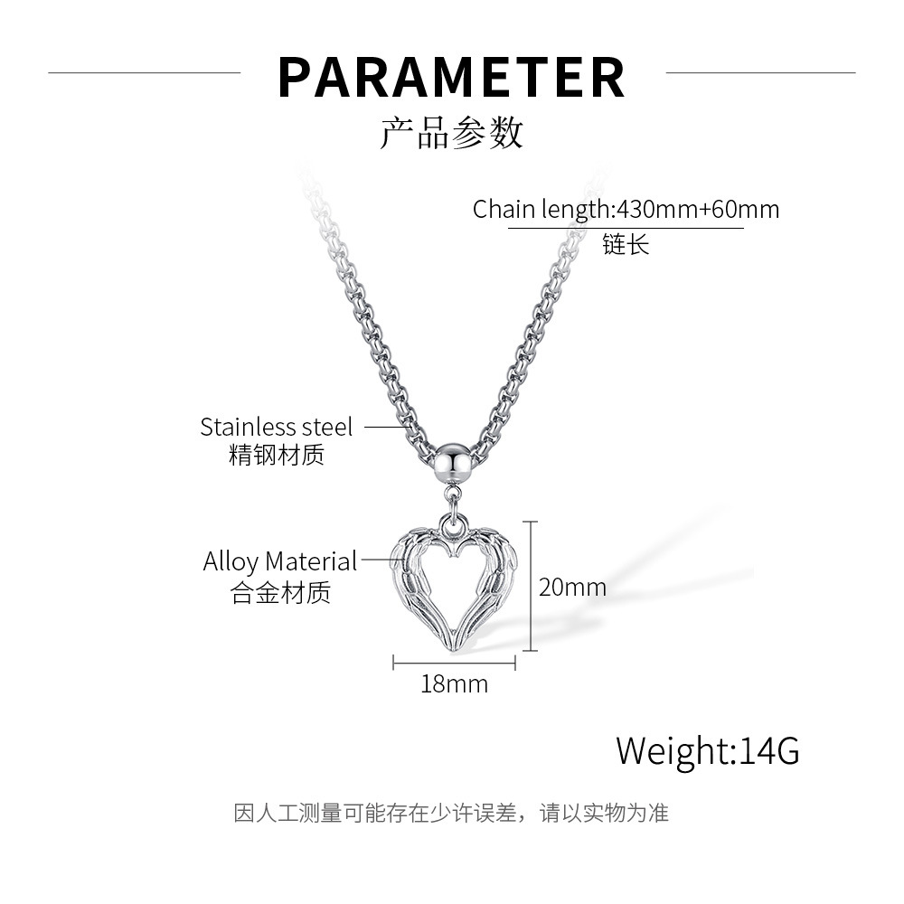 Hot Selling Personality Fashion Retro Wing Heart Wings Alloy Pendant Necklace for Men