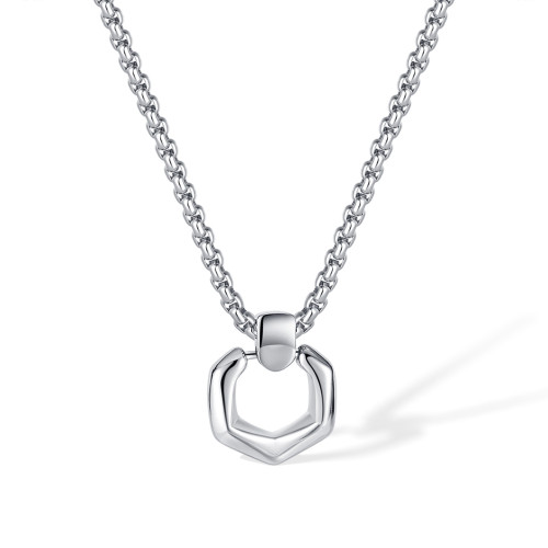 Hot Fashion Simple Style Stainless Steel Geometric Pendant All-Match Men's Necklace