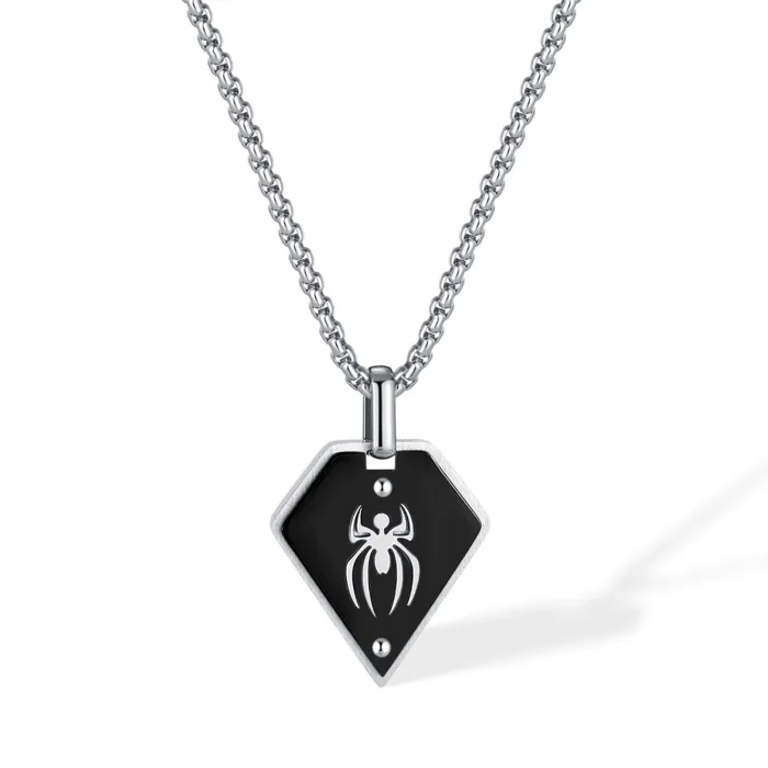 Retro Hip Hop Stainless Steel Simple Geometric Spider Pendant Men's Necklace