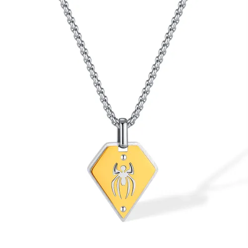 Retro Hip Hop Stainless Steel Simple Geometric Spider Pendant Men's Necklace