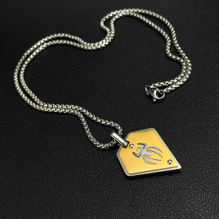 Retro Hip Hop Stainless Steel Simple Geometric Spider Pendant Men's Necklace