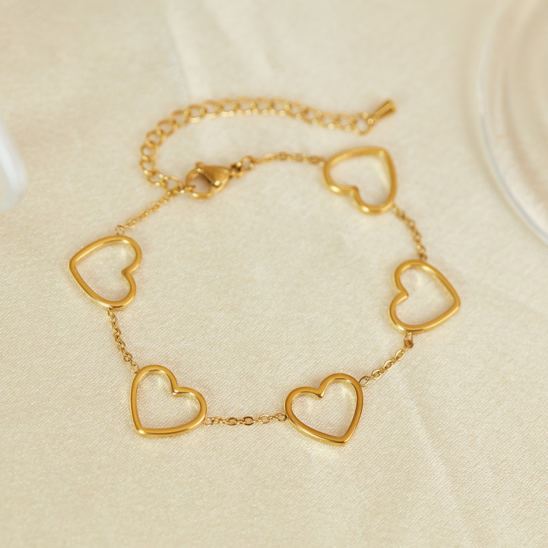 Titanium Steel Peach Heart Bracelet  Personalized Ins Style Stainless Steel Heart Bracelet Female