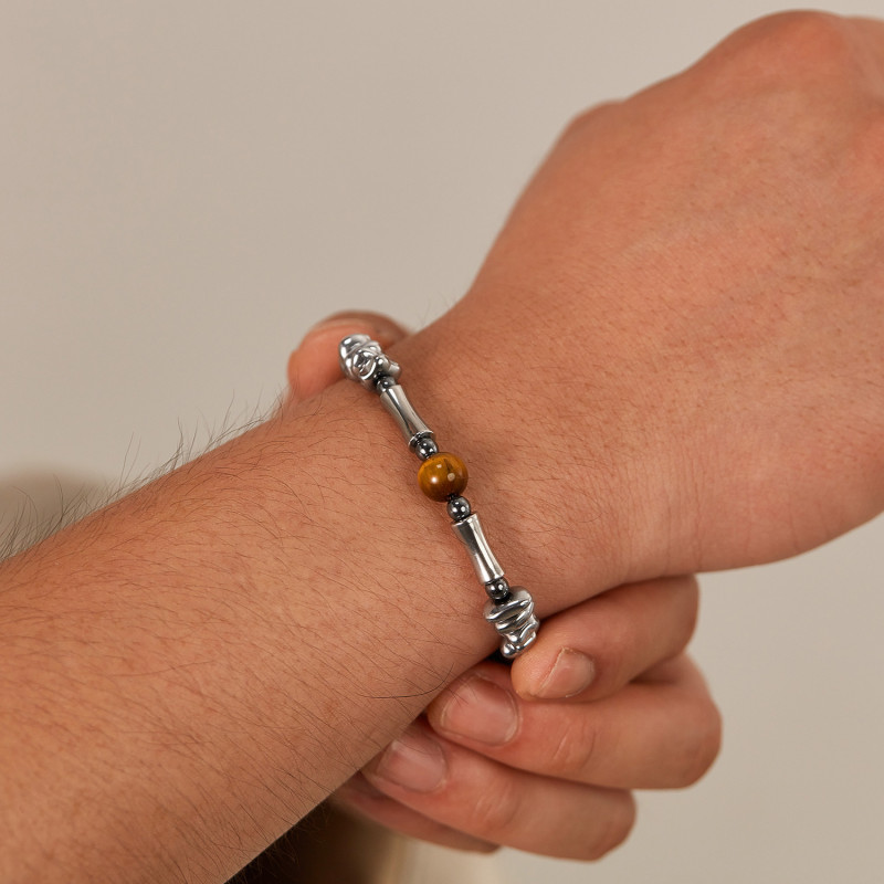 Hot Selling Personality Fashion Stainless Steel Haematite Tigereye Men's Bracelet