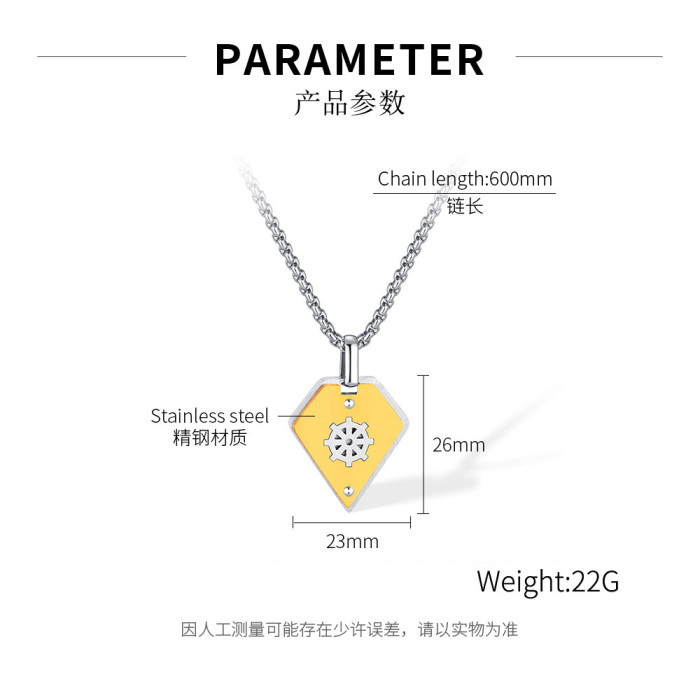 Fashionable Stainless Steel Design Rudder Pendant Simple All-Match Men's Necklace
