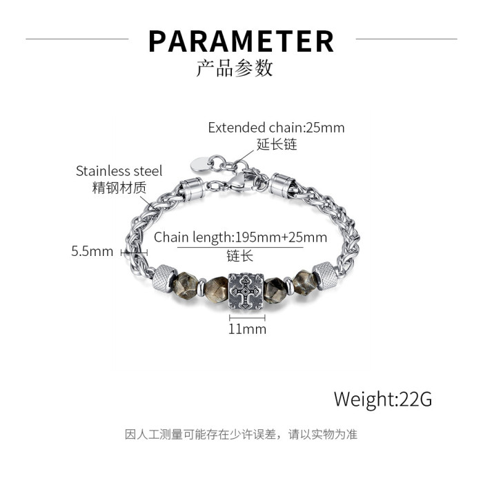 Fashion Personality Simple Stainless Steel Cross Stitching Chain All-Match Men's Bracelet