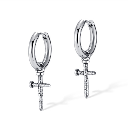 Unique Design Stainless Steel Nail Cross Men's Earrings Earrings