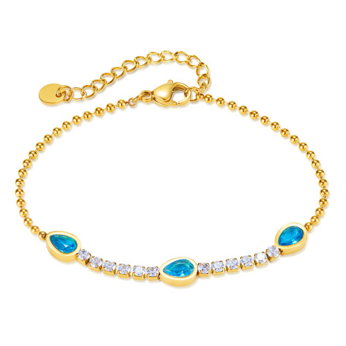 Fashion High-Grade Zircon Chain Bracelet Stainless Steel Gold Plated All-Match Bracelet Women