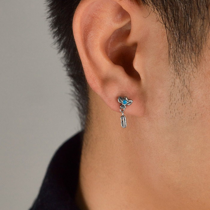 Hot Selling Stainless Steel Indian Style Eagle Feather Men's Earrings Earrings