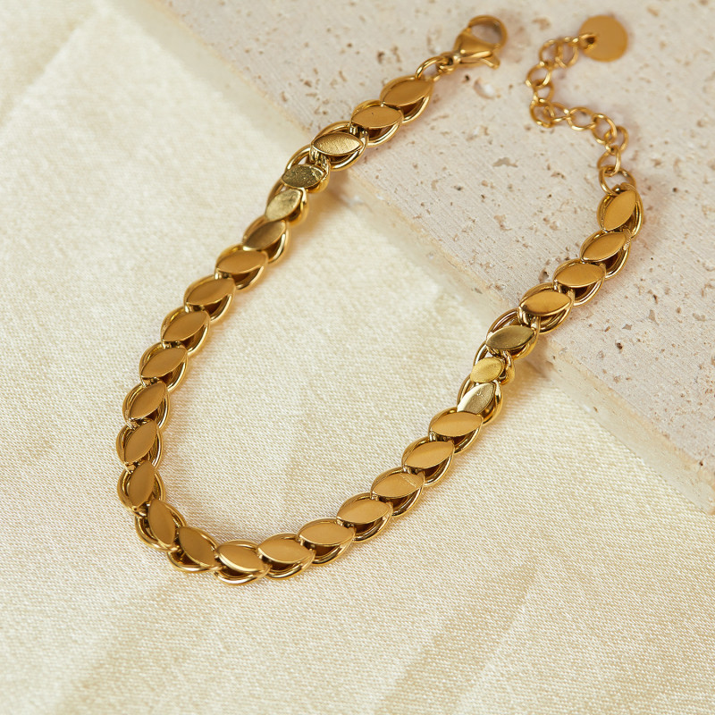 Fashionable Simple High-Grade Choker European and American All-Matching Stainless Steel Gold-Plated Bracelet for Women
