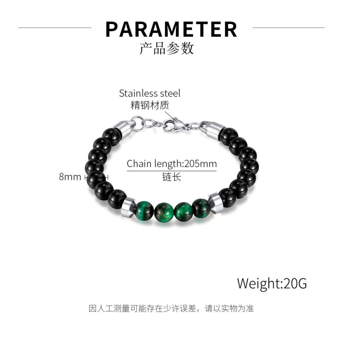Hot Selling Stainless Steel Design Natural Dream Tigereye Beryl Men's Bracelet
